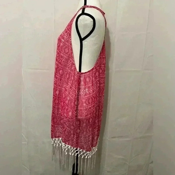 Francesca's‎ Women's Pink & White Playful Fringed Summer Swim Cover Size S/M - Picture 2 of 4